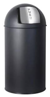 Afvalbak rond 48 liter incl. deksel zwart RVS